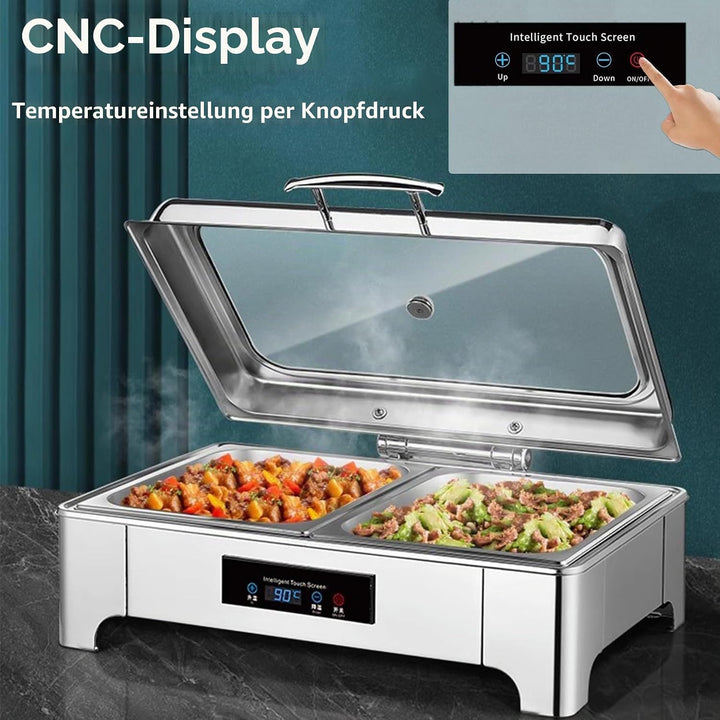 Chafing Dish Elektrisch, 9L Catering Speisewärmer Buffetwärmer mit Touch-Temperaturregelung, Profess