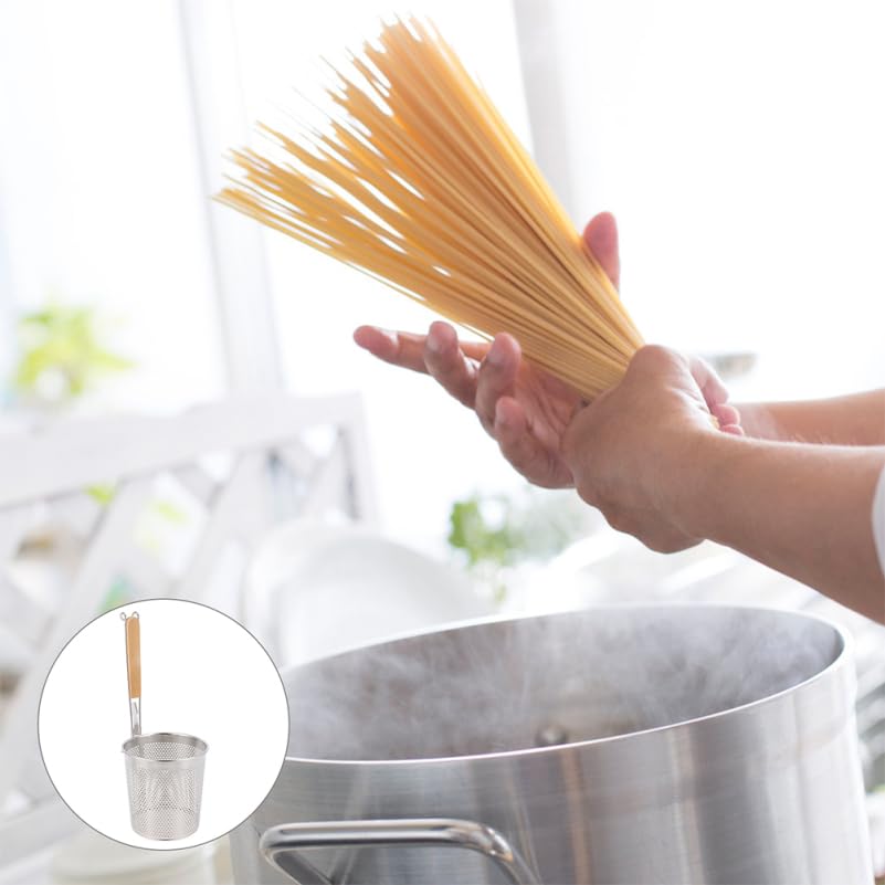 Alipis Edelstahl Nudelsieb 2Er Set Stapelbar Mit Holzgriff Perforierter Nudelabschäumer Für Pasta Ho