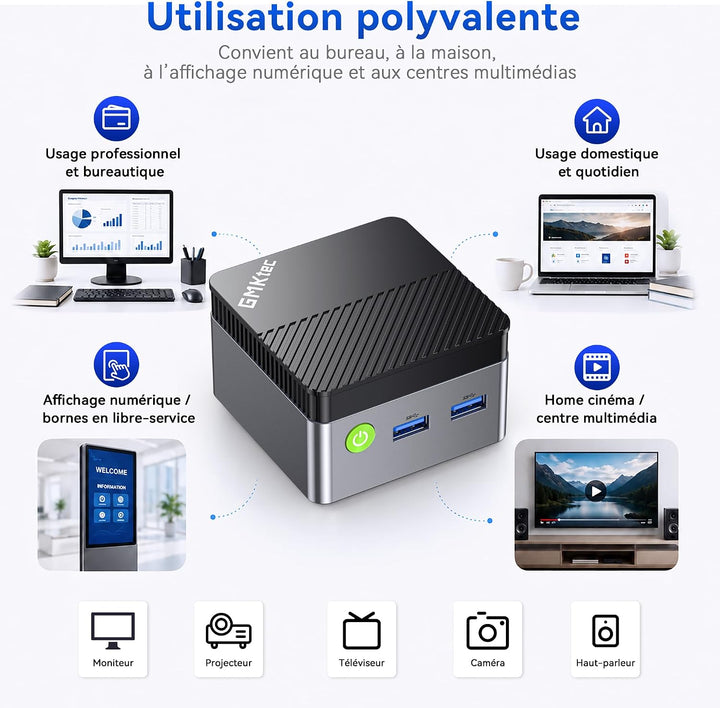 GMKtec G5S Mini-PC,Intel N5095 bis zu 3,6 GHz,8GB LPDDR4,128GB SSD, Dual-HDMI-4K-Display, Wi-Fi 6, B