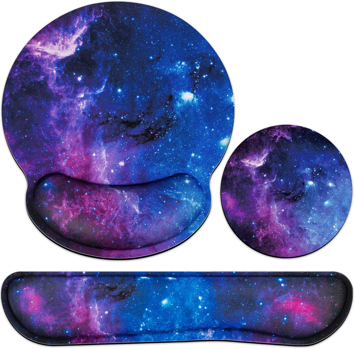 3-in-1 Mauspad Set,Acezeek Mauspad mit Gelkissen+Handballenauflage Tastatur+Cup Pad,Ergonomisches Ma