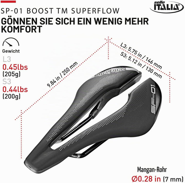 Selle Italia Unisex – Erwachsene Sp01 Boost Tm Superflow Sattel S Schwarz, S Schwarz