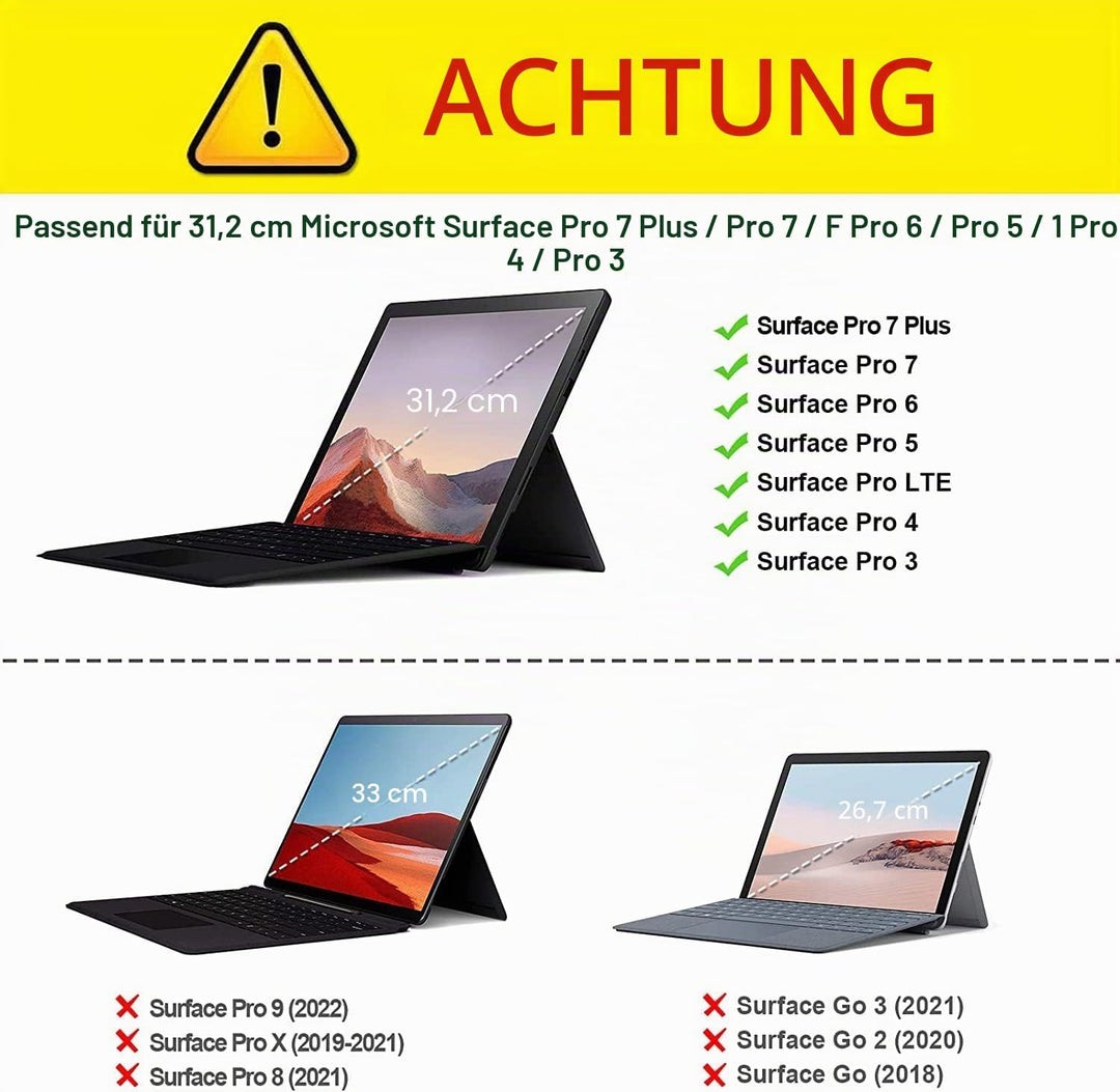 Fintie Hülle für Microsoft Surface Pro 7+ / 7/6 / 5/4 / 3 - Multi-Sichtwinkel Kunstleder Tasche Schu