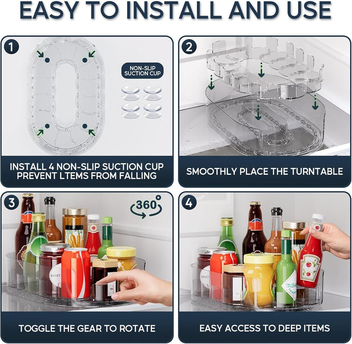 1 Stück Lazy Susan Drehteller Kühlschrank, 360° Drehbarer Kleiner Drehteller Organizer Transparent D
