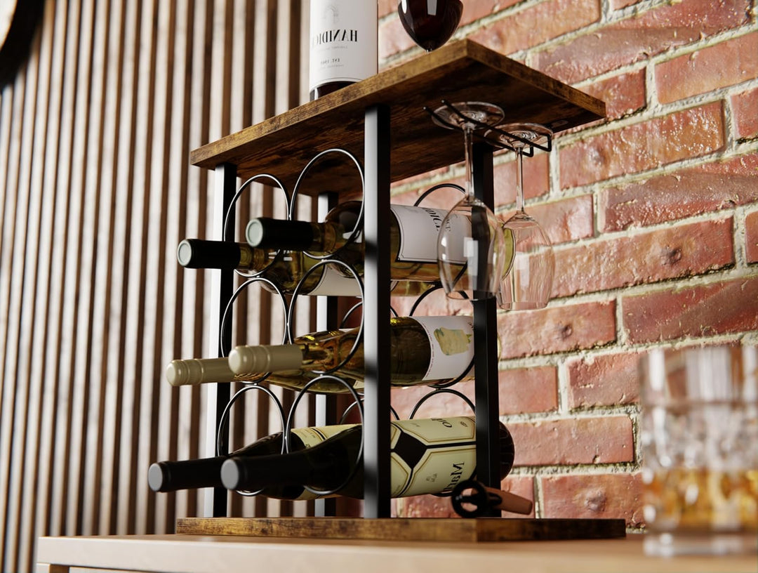 Lenmar, Metall Weinregal für 6 Flaschen, LOFT 2-6G Kompakt Maximierte Kapazität | Modernes Design |