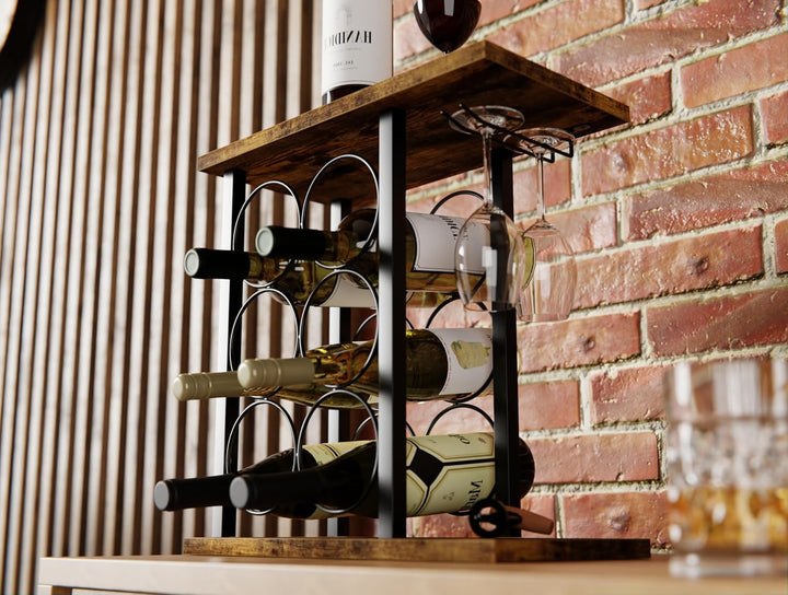 Lenmar, Metall Weinregal für 6 Flaschen, LOFT 2-6G Kompakt Maximierte Kapazität | Modernes Design |