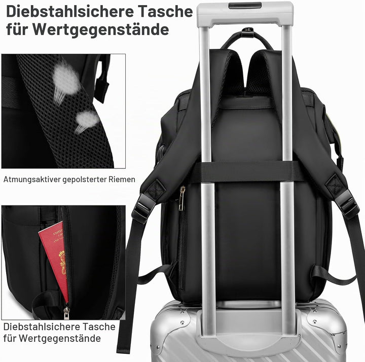 Rucksack Damen, 15,6 Zoll Rucksack Schulrucksack Mädchen Teenager mit USB Ladeanschluss, Schultasche