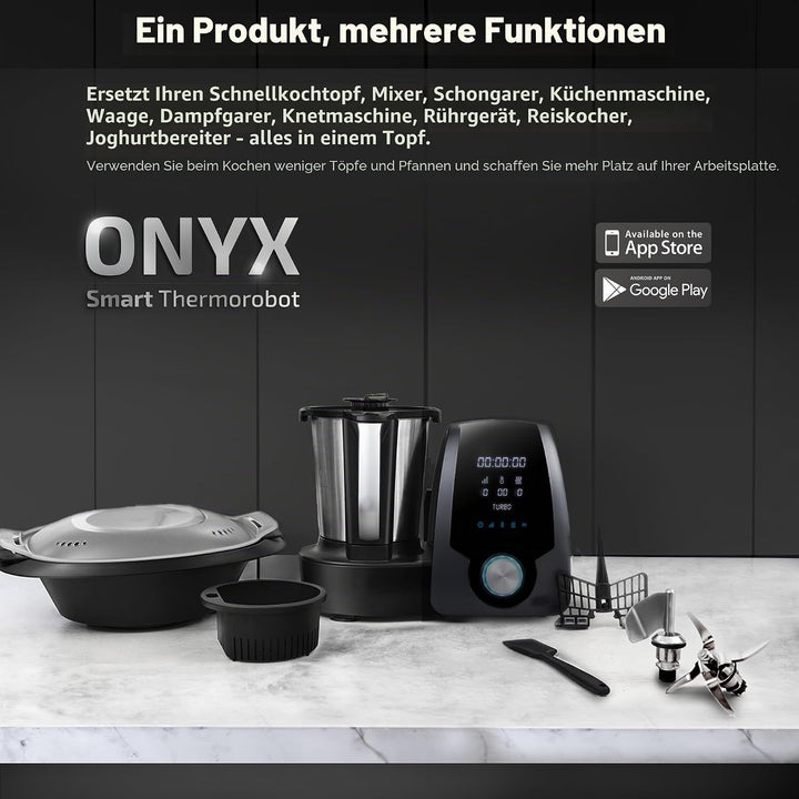 Zilan ONYX Thermo Roboter Multifunktions-Küchenmaschine mit WLAN, 30 Funktionen, digitales LED-Displ