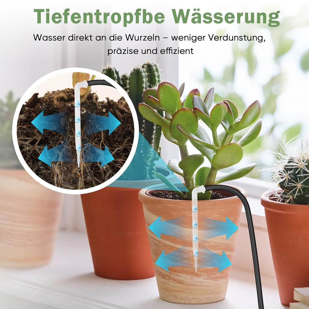 Automatische Bewässerung Indoor, Wiederaufladbares Bewässerungssystem für 15 Pflanzen, Programmierba