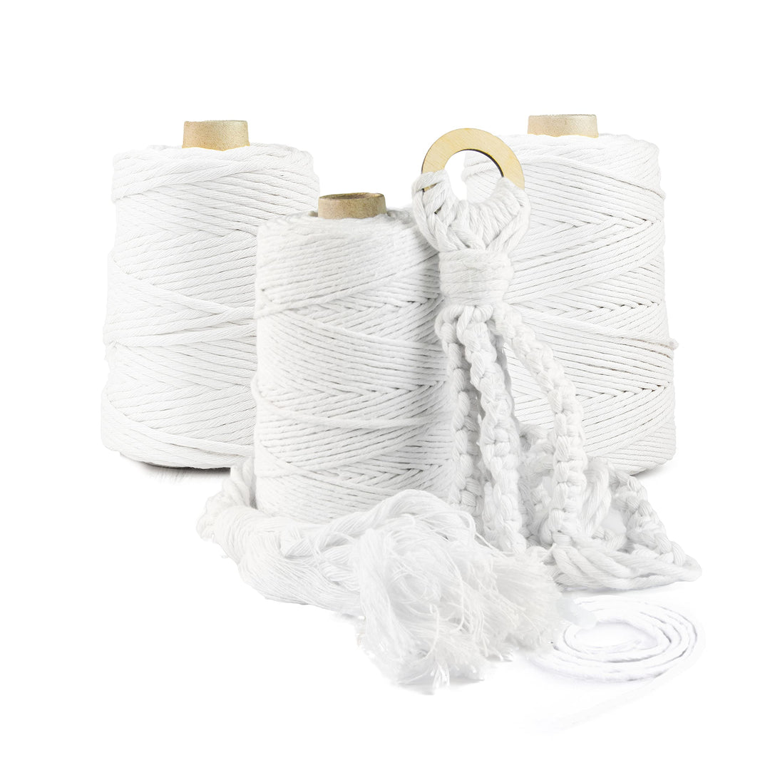 Seiletech.de Premium MAKRAMEE GARN | 300m | 5mm | Weiss | 100% Baumwolle | Kordel Natur | Baumwollga
