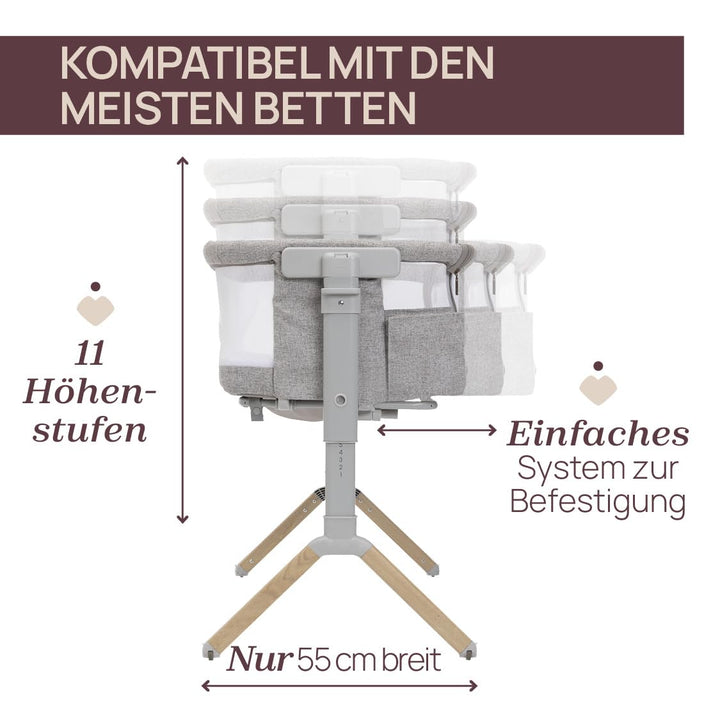 Chicco Next2Me Armonia Baby Beistellbett, aufklappbare Seitengitter, 11 Höhenstufen, höhenverstellba