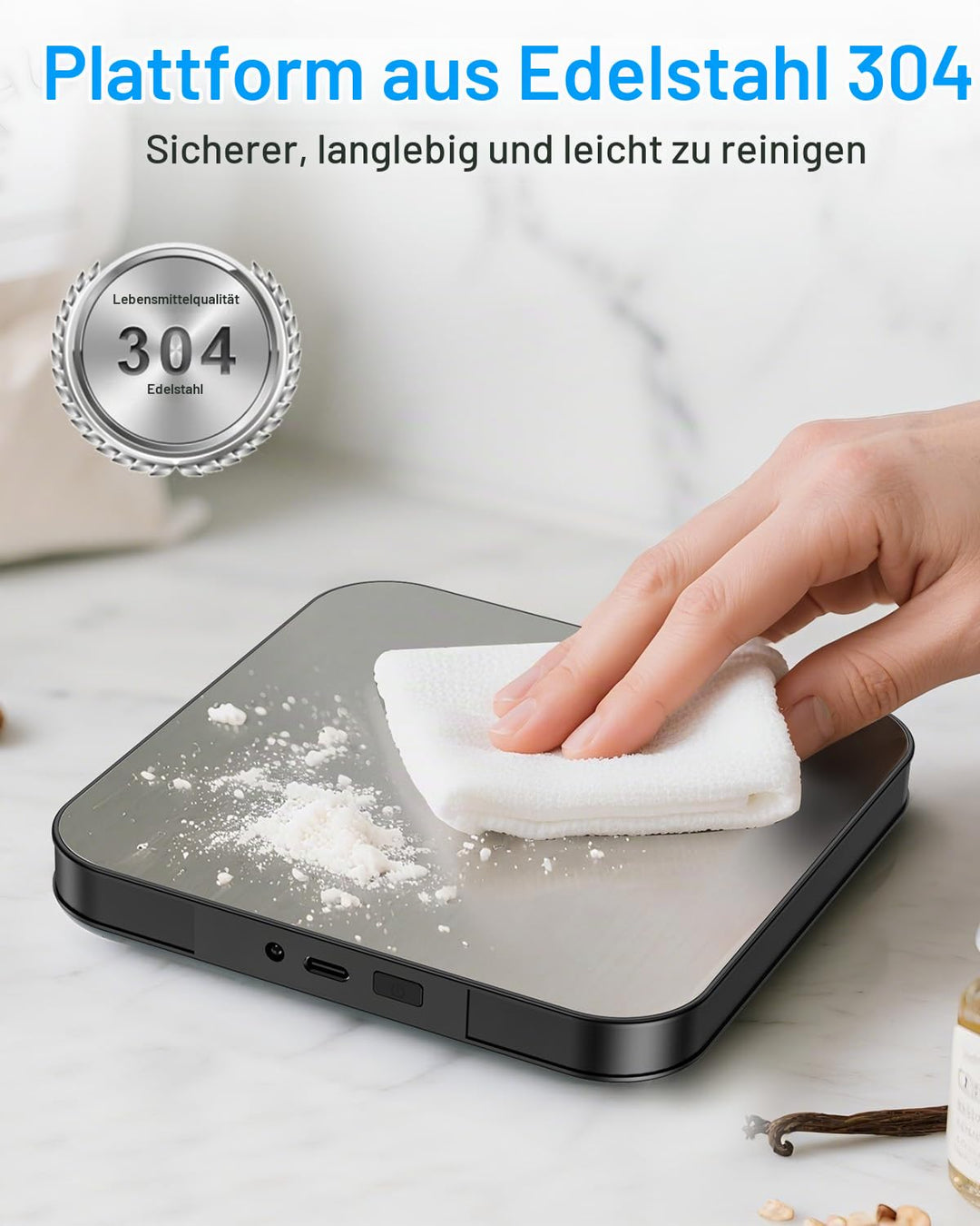 [Neu] Brifit Digitale Küchenwaage 15kg/1g mit Abnehmbarem Display – Wiederaufladbare Küchenwaage mit