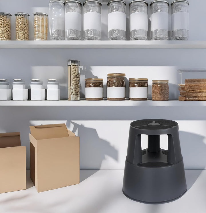 WEDO Rollhocker Super Step – robuster Tritthocker aus bruchfestem Kunststoff, TÜV/GS-geprüft nach EU