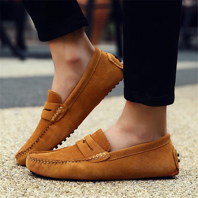 Jamron Herren Wildleder Penny Loafers Gemütlich Fahrende Schuhe Mokassin Slippers 42 EU Bräunen, 42