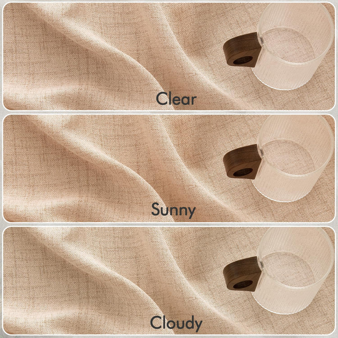 MIULEE Leinen Vorhänge Gardinen mit Leinen Ringe Effekt Wohnzimmer Modern Semi-transparent Ösen Voil