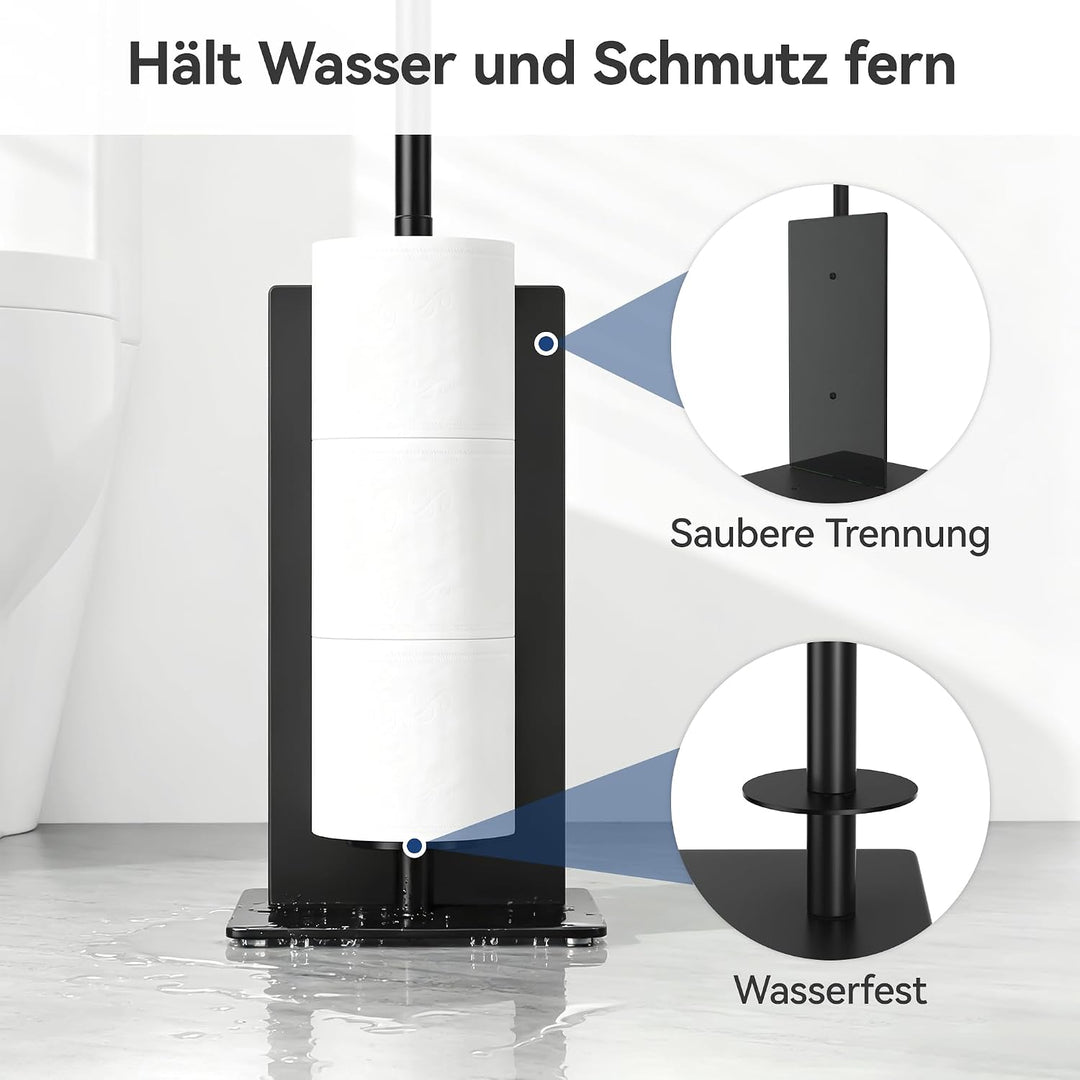 Edelstahl Klopapierhalter Stehend mit Klobürste - Toilettenpapierhalter Stehend mit WC Bürste, Ohne