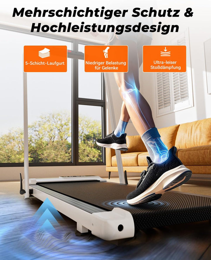 Superun Walking Pad mit Steigung 6% – Laufband für Zuhause max 6km/h & 12km/h mit App und Fernbedien