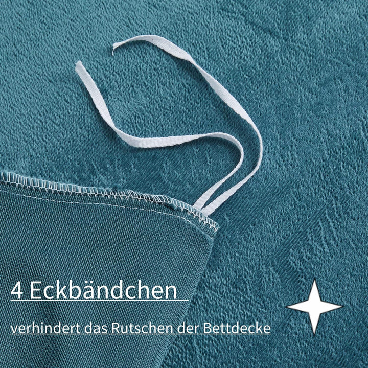 Boqingzhu Plüsch Bettwäsche 155×220cm Biber Petrol Blau Flanell Winter Warm Kuschelig Flauschig Bett