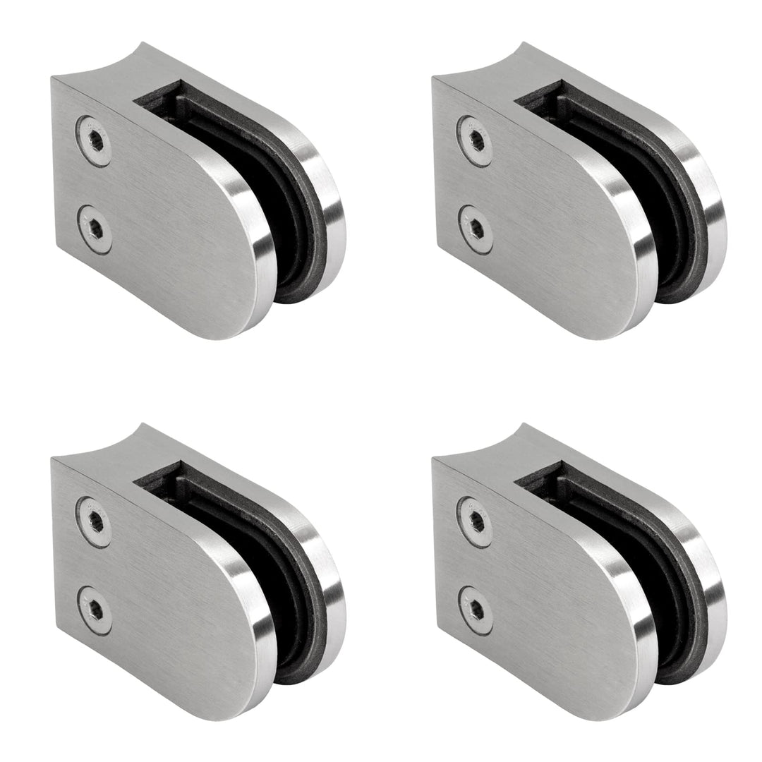 PRIOstahl Glashalter 4 Stück Glasklemmen Klemmhalter Glasplattenhalter 63 x 45 x 26-28 mm mit Sicher