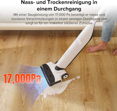 roborock flexi Lite Nass-Trocken-Sauger mit Saugleistung von 17.000 Pa, FlatReach™, Selbstreinigende