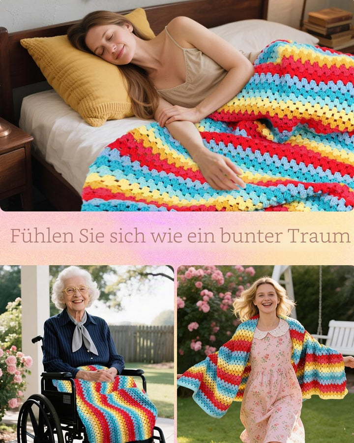 Aeelike Rainbow Blanket Crochet Kit - Häkelsets für Anfänger Erwachsene mit Anleitung, Schritt-für-S