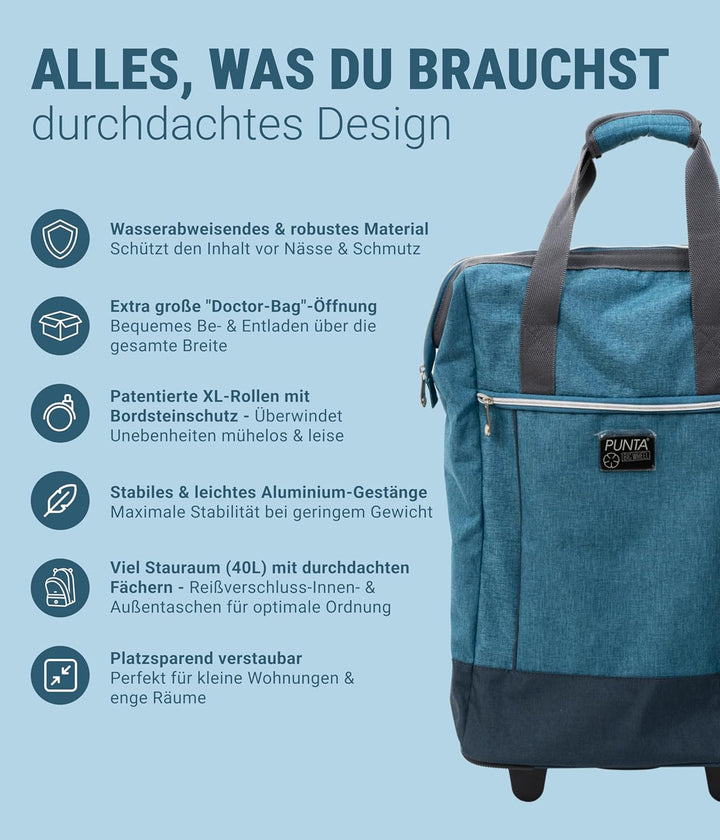 Punta Shopping Roller, California-blau, 38x62x28cm 38x62x28cm California-blau