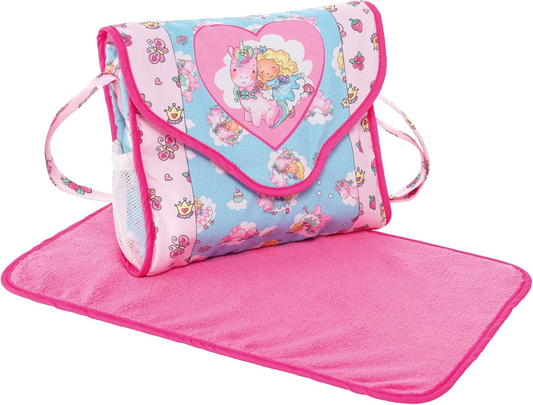 Heless 978 - Zubehör für Puppen, Wickeltasche im Design Einhorn Emil und Fee Emma mit viel Zubehör