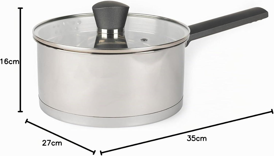 Russell Hobbs RH01164EU Excellence 20cm Stielkasserolle, 2.5L stieltopf mit Glasdeckel, hochglanzpol
