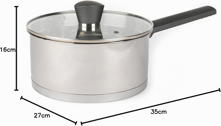 Russell Hobbs RH01164EU Excellence 20cm Stielkasserolle, 2.5L stieltopf mit Glasdeckel, hochglanzpol
