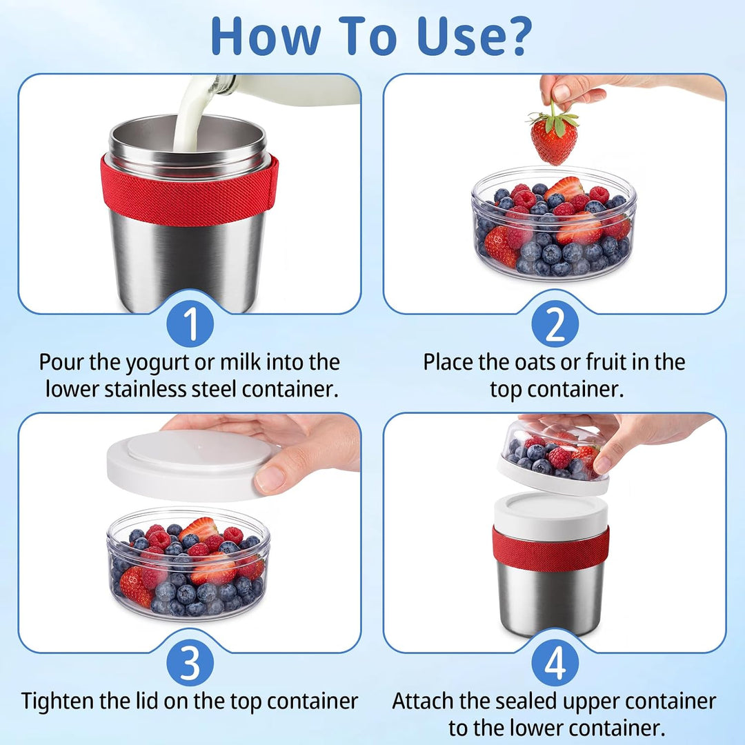 Cereal Cup to Go Stainless Steel, Cereal Cup to Go Rot, Rot