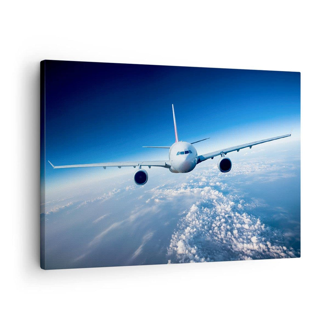 Bilder auf Leinwand Flugzeug himmel wolken flug Leinwandbild 70x50cm Wandbilder Dekoration Wohnzimme