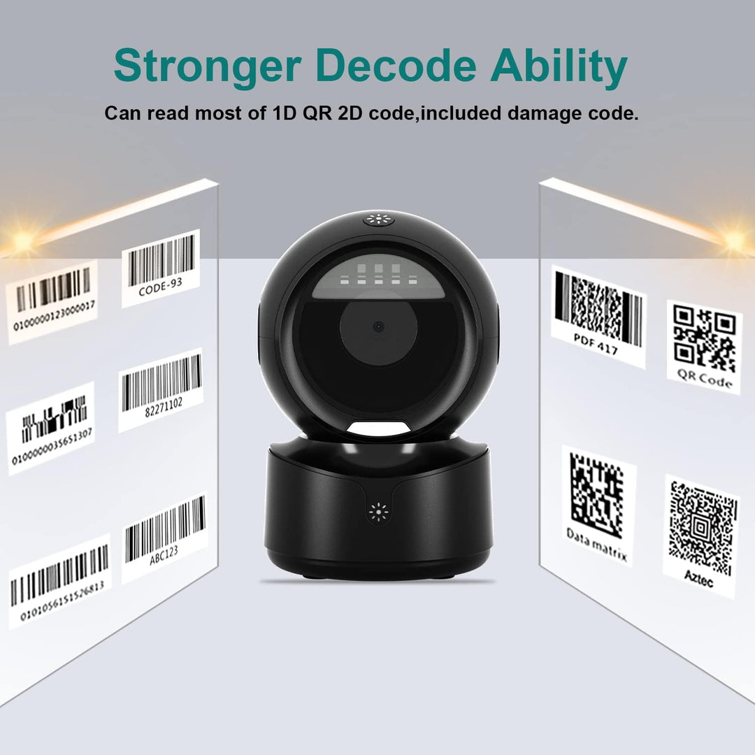 NetumScan omnidirektionaler Desktop Barcode Scanner, freihändiger kabelgebundener USB-QR-Barcode-Les