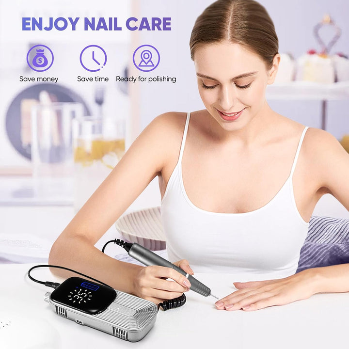 Kabelloser Nagelfräser, 35000 U/min, LCD-Touchdisplay, 4000 mAh Akku (bis zu 8 h), USB-C, Maniküre-P