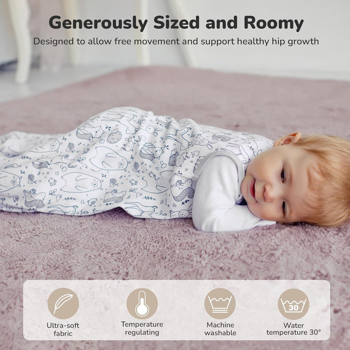 Mama Cheetah Baby Sleep Sack 2.5 TOG, Organic Cotton Baby Wearable Blanket with Two-Way Zipper, Swad