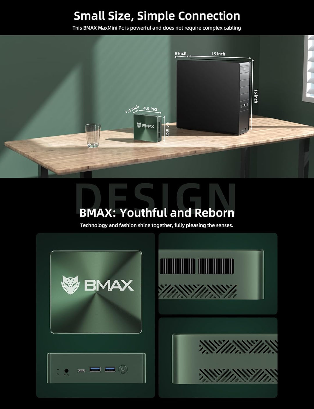 BMAX Mini Pc Win-11 Pro 16 GB DDR4 1TB NVME SSD Intel Core i7-1060NG7 B6Power bis zu 3,8GHz, 4 Kerne