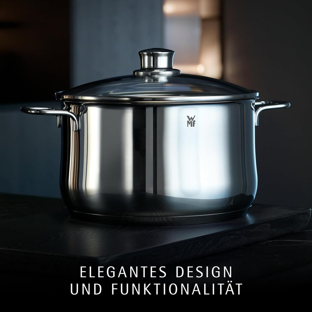 WMF Diadem Plus Topfset Induktion 4-teilig, Kochtopf Set mit Glasdeckel, Cromargan Edelstahl poliert