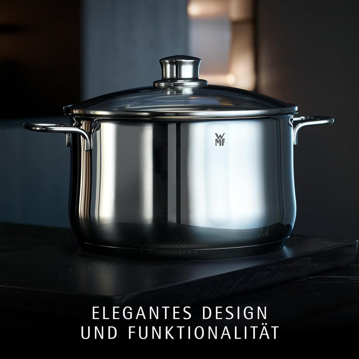 WMF Diadem Plus Kochtopf gross 20cm, Glasdeckel, Fleischtopf Induktion 3,7l, Cromargan Edelstahl pol