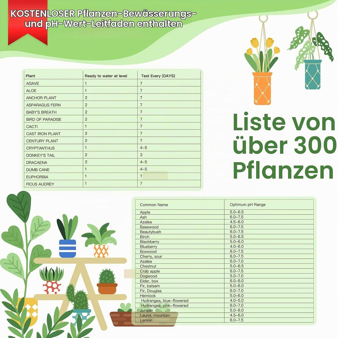 [Upgraded] Bodenfeuchtigkeitsmesser, 4-in-1 Boden-pH-Tester, Bodenfeuchtigkeit/Licht/Nährstoff/pH-Me