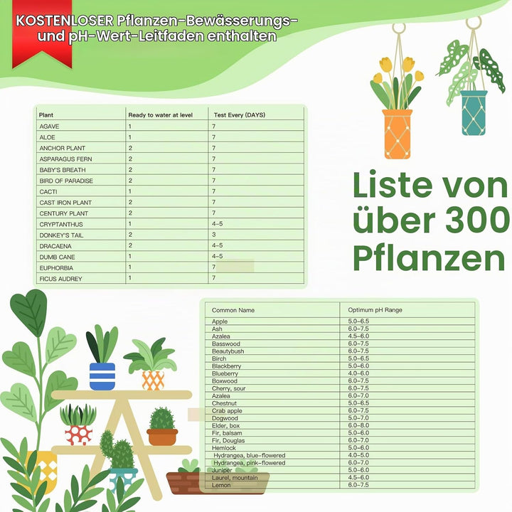 [Upgraded] Bodenfeuchtigkeitsmesser, 4-in-1 Boden-pH-Tester, Bodenfeuchtigkeit/Licht/Nährstoff/pH-Me