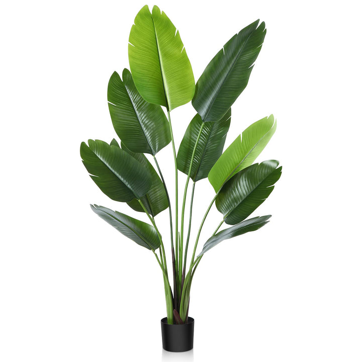 CROSOFMI Künstliche Paradiesvogel Pflanze 150cm künstliche Tropische Palme mit 10 Blättern perfekte