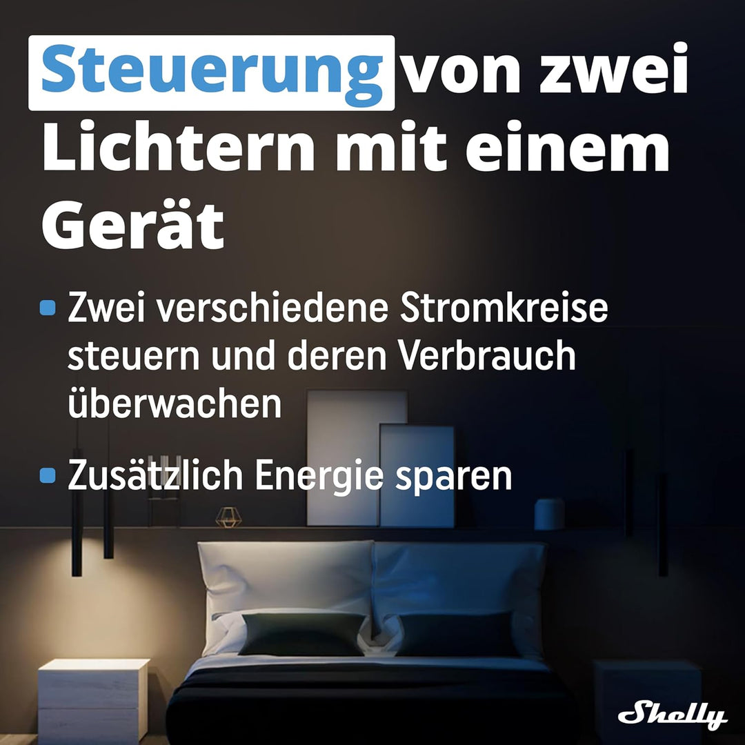 Shelly Plus 2PM | Wlan & Bluetooth 2 Kanäle Smart Relais Schalter mit Leistungsmessung | Hausautomat
