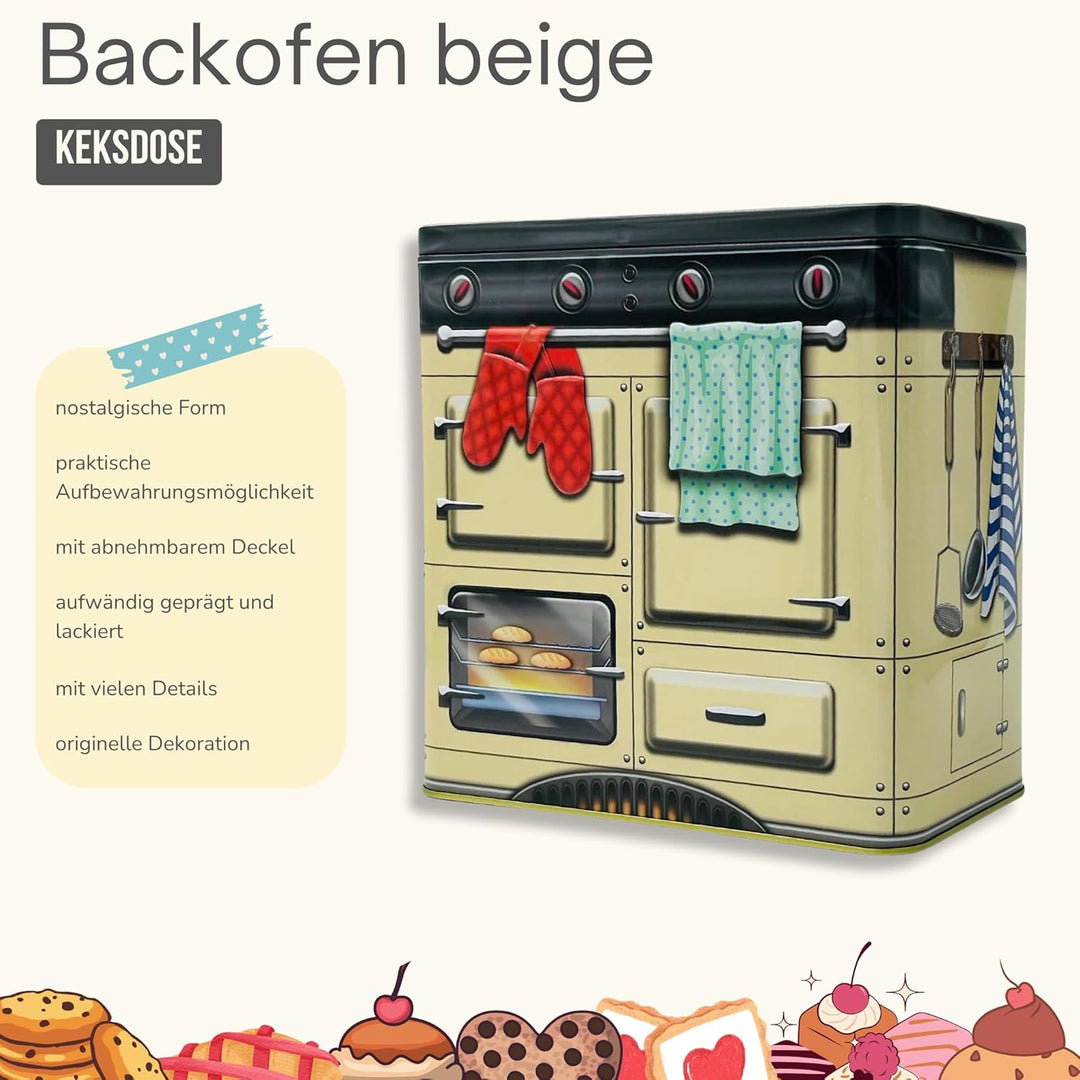 Nostalgischer Backofen beige - Dose in Form eines nostalgischen Backofens mit vielen Details - Keksd