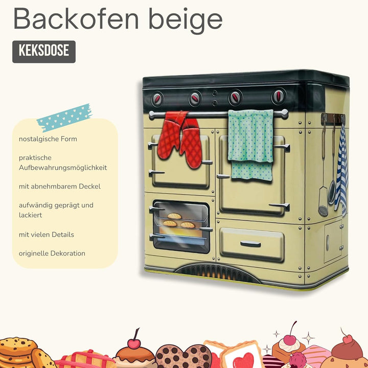 Nostalgischer Backofen beige - Dose in Form eines nostalgischen Backofens mit vielen Details - Keksd