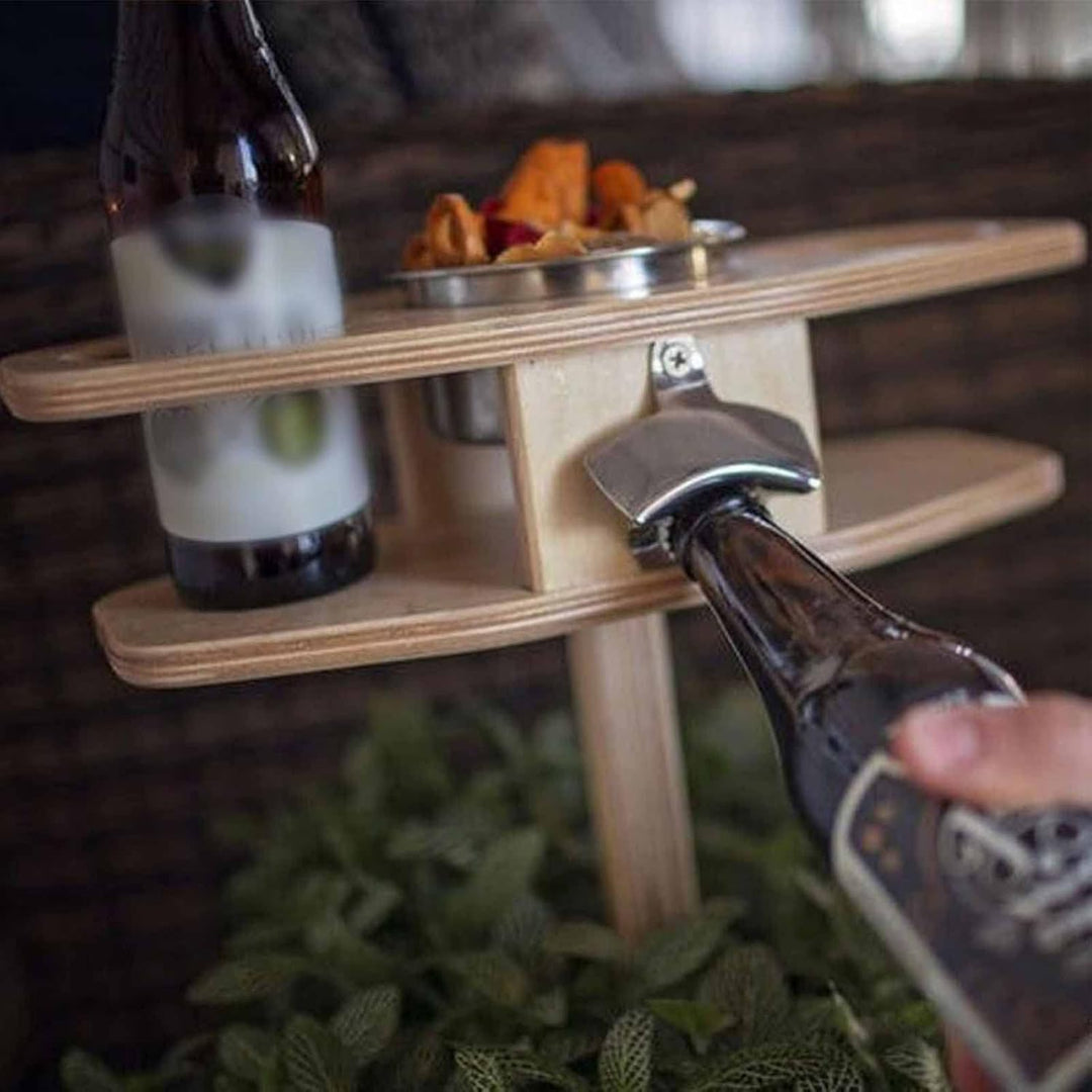 Outdoor Weintisch, tragbarer Wein Picknicktisch Weinhalter aus Holz für Camping Wandern Grillen