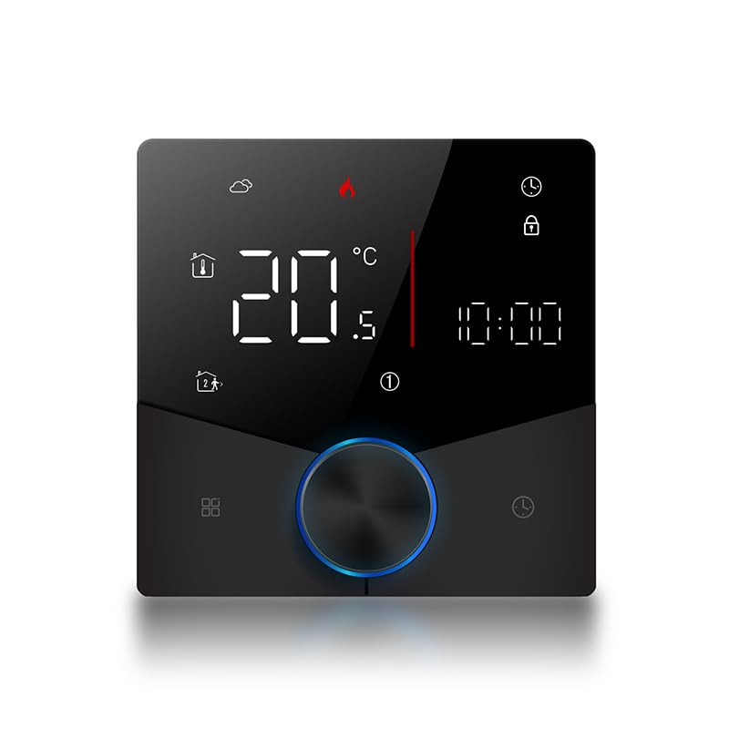 Smart Knob Thermostat for Underfloor Electric Heating/Gas Boilers, Remote Voice Control Programmable