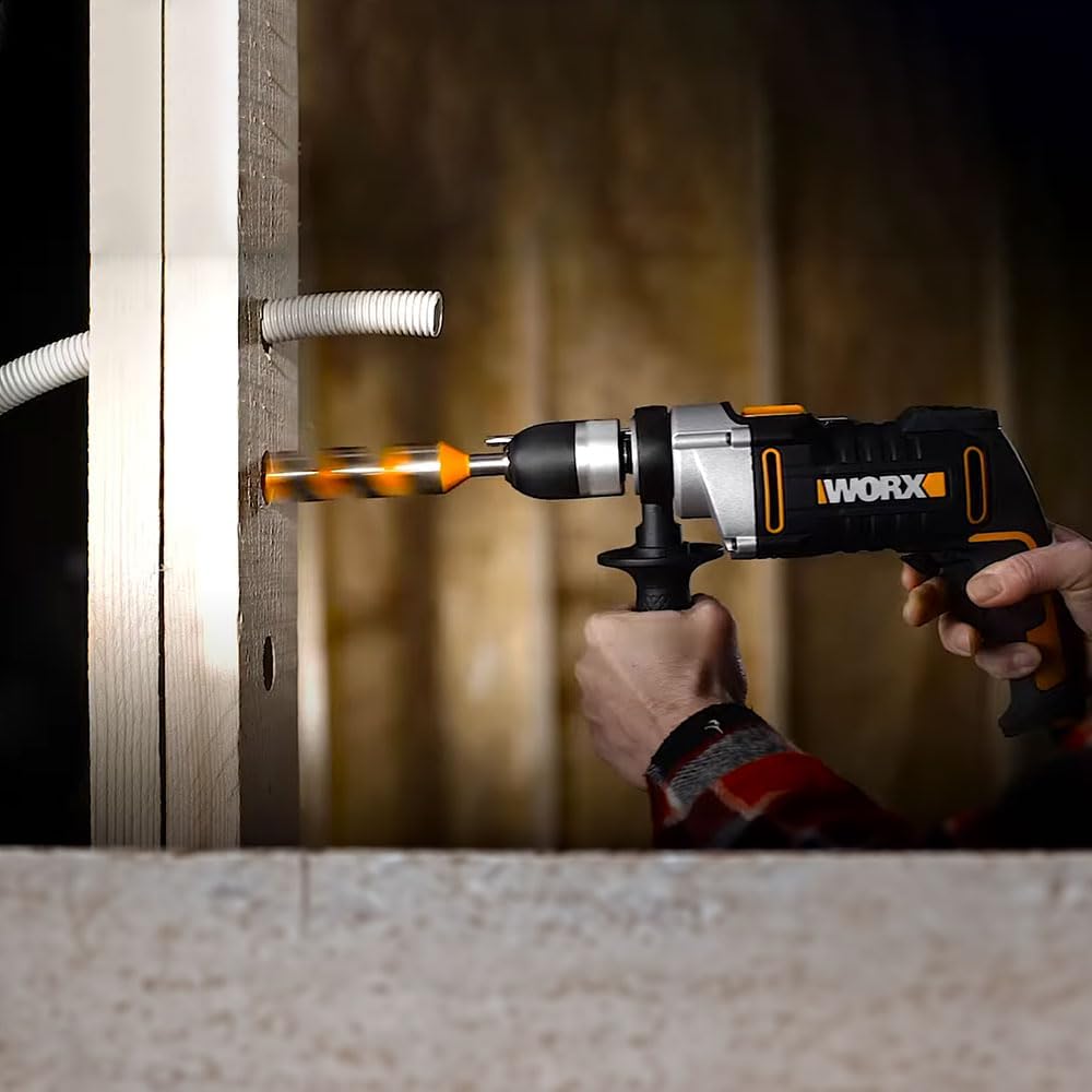 WORX WX328 Schlagbohrmaschine 800W - exaktes Bohren in Holz, Beton & Stahl - einfacher Werkzeugwechs