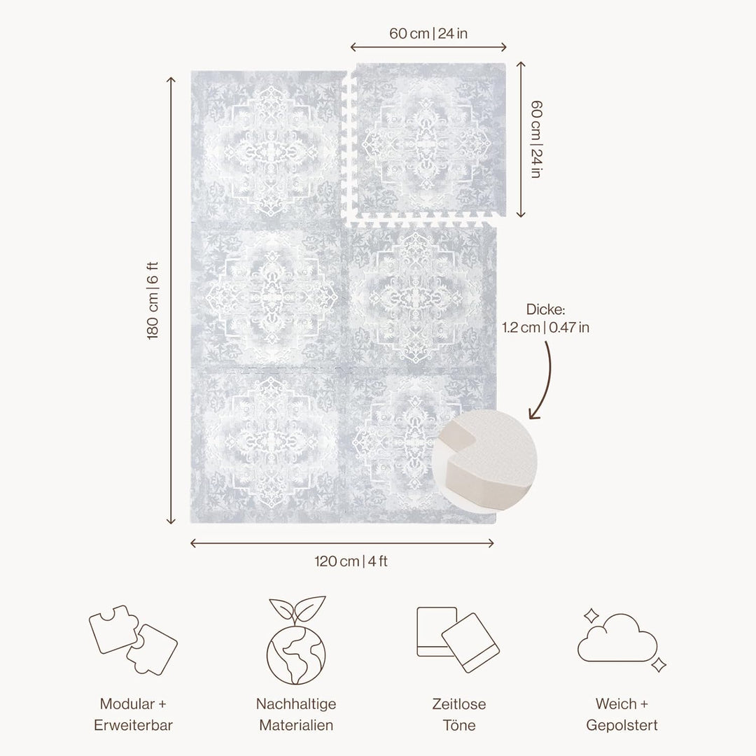 Toddlekind Puzzlematte Kinder, 6-Tlg. Inkl. Rand – Baby-Puzzlematten & Puzzle Bodenmatte, Ungiftige