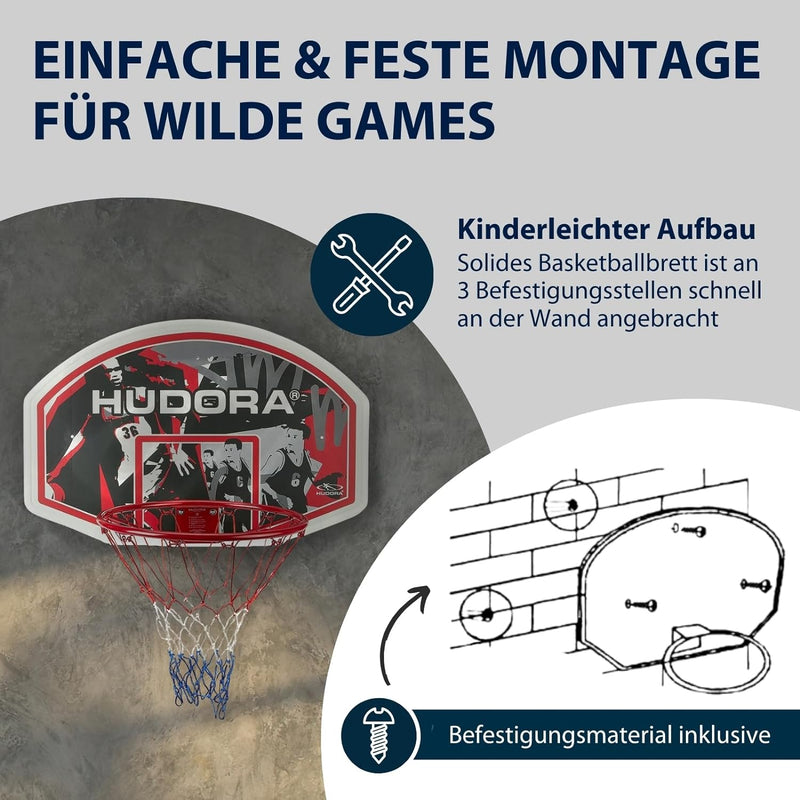 HUDORA Basketballkorb-Set In-/Outdoor - Basketball-Board - 71621