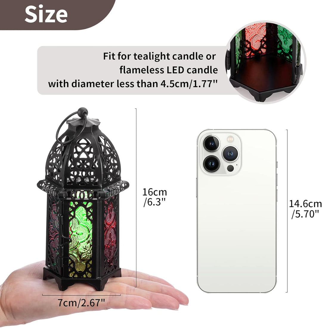 Nuptio 2 Stücke Metall Teelichthalter Kleine Grösse Hochzeit Mittelstücke Bunte Glas Hängende Latern
