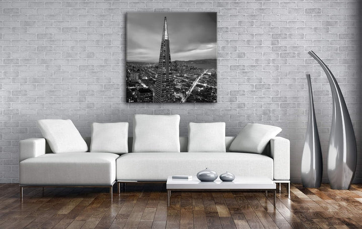 deyoli Skyline von San Francisco Format: 70x70 Effekt: Schwarz&Weiss als Leinwandbild, Motiv fertig