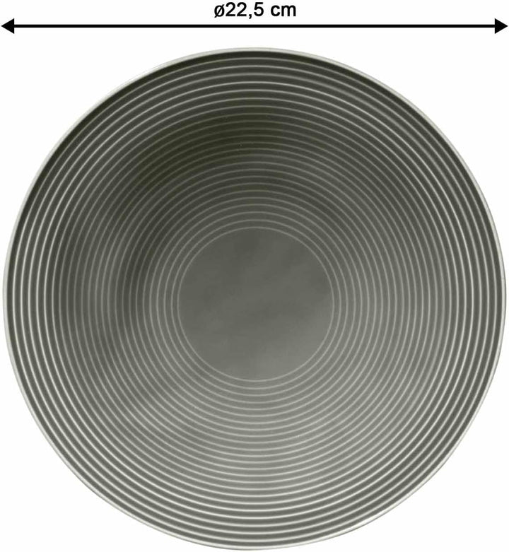 Seltmann Weiden Beat Color Glaze Suppenteller 6er Set, ø 22,5 cm, Tiefer runder Teller mit Rillenrel